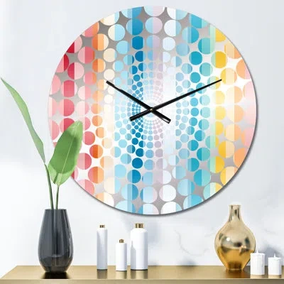 Design Art Rainbow Colors Candyland Stripes Striped Pattern - Striped  Wall Clock In Multi-color