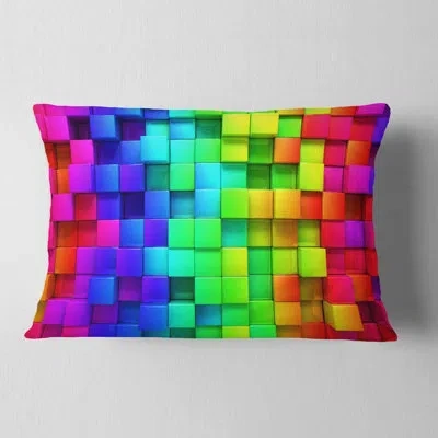Design Art Rainbow Of Colorful Boxes - Abstract Printed Pillow