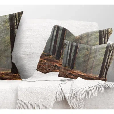 Design Art Rays Of Sun In Dense Forest - Landscape Printed Pillow