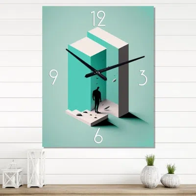 Design Art Reality Of Essential Shapes I - Minimalism Wall Clock In Blue;white