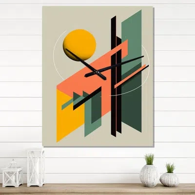 Design Art Reality Of Essential Shapes Iii Wall Clock In Green;yellow;pink