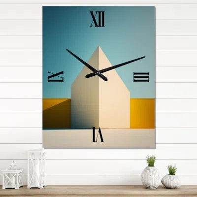 Design Art Reality Of Essential Shapes Iv - Minimalism Wall Clock In Blue;beige