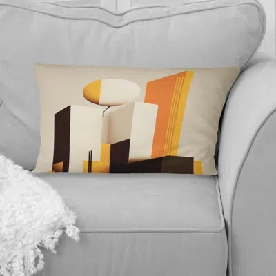 Design Art Reality Of Essential Shapes Vi - Abstract Minimalism Printed Throw Pillow In Yellow;orange