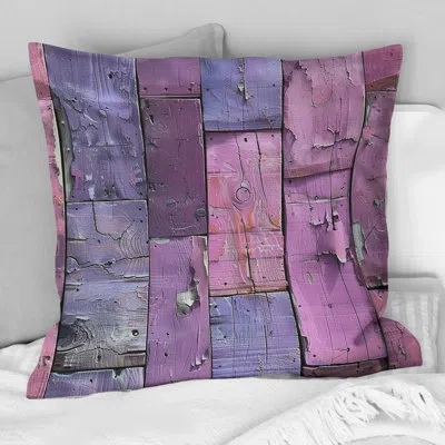Design Art Reclaimed Wood I - Farmhouse Throw Pillow In Purple
