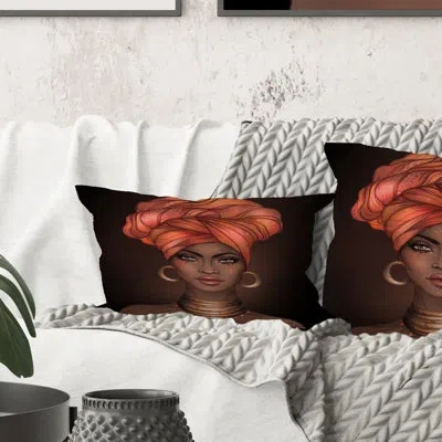 Design Art Rectangle,african American Woman With Turban V - Modern Printed Throw Pillow