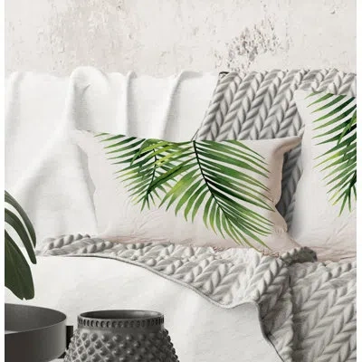 Design Art Rectangle,detail Tropical Palm Branches - Tropical Printed Throw Pillow