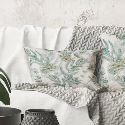 Design Art Rectangle,floral Seamless Pattern Succulents Ferns Thorns - Farmhouse Printed Throw Pillow