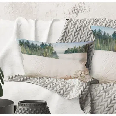 Design Art Rectangle,pine Forest In Snowy Winter Landscape - Traditional Printed Throw Pillow
