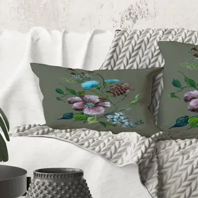 Design Art Rectangle,purple And Turquoise Spring Flowers - Traditional Printed Throw Pillow