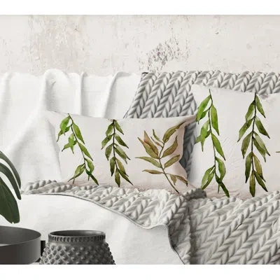 Design Art Rectangle,three Willow Branches - Farmhouse Printed Throw Pillow