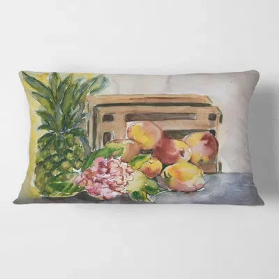 Design Art Rectangle,vintage Fruits V - Farmhouse Printed Throw Pillow