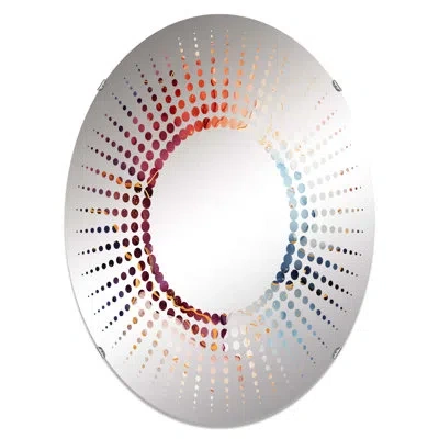 Design Art Red And Blue Celestial Radiance Marble Bliss - Starburst Decorative Mirror Oval In Blue;red