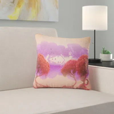 Design Art Red And Purple Japanese Gardens - Landscape Printed Pillow In Red;purple