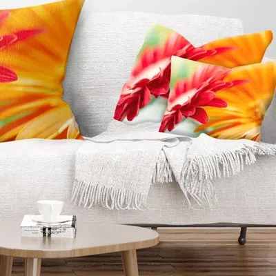 Design Art Red And Yellow Daisy Flower - Floral Printed Throw Pillow
