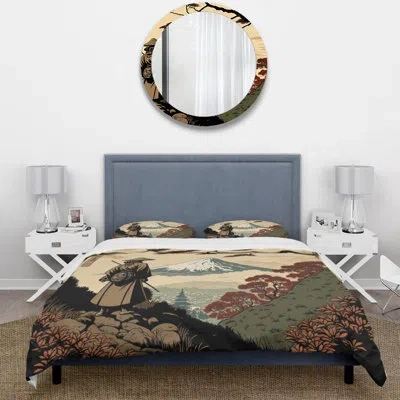 Design Art Red Barn Scenery In Winter Ii - Barn Landscape Duvet Cover Set - Microfiber Polyester In White;red