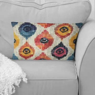 Design Art Red Black Geometric Retro I - Geometric Retro Lumbar Pillow In Black;red