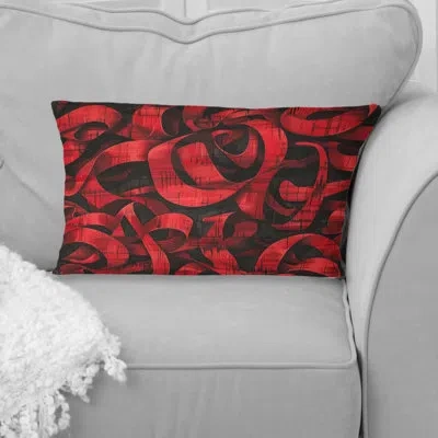 Design Art Red Black Modern Vintage Inspired Graphiti - Modern Lumbar Pillow In Black;red