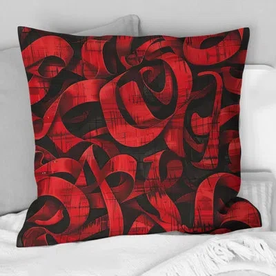 Design Art Red Black Modern Vintage Inspired Graphiti - Modern Throw Pillow In Black;red