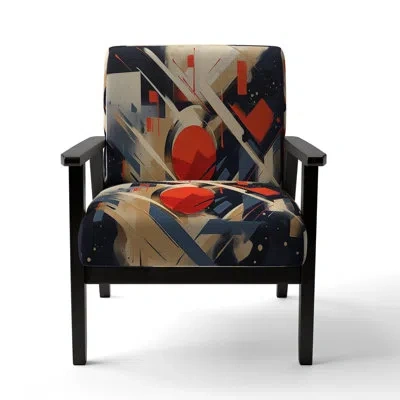 Design Art Red Black Red And Black Depth Corner I - Upholstered Modern Arm Chair In Black;red