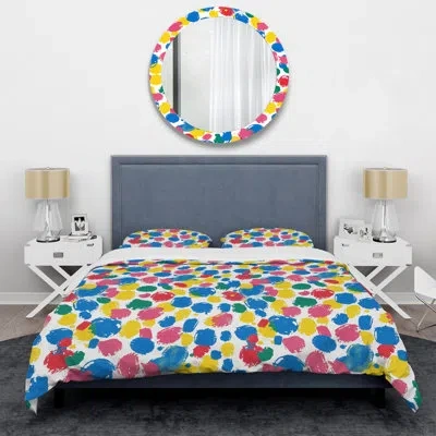 Design Art Red Blue Abstract Funny Colors I - Abstract Duvet Cover Set In Blue;red