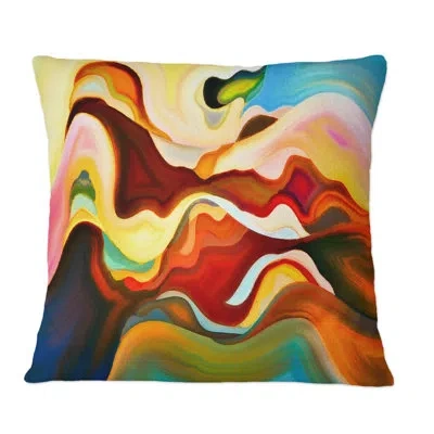 Design Art Red Blue And Yellow Marble Art Universe I - Modern Printed Throw Pillow In Blue;black;brown;green;red;yellow