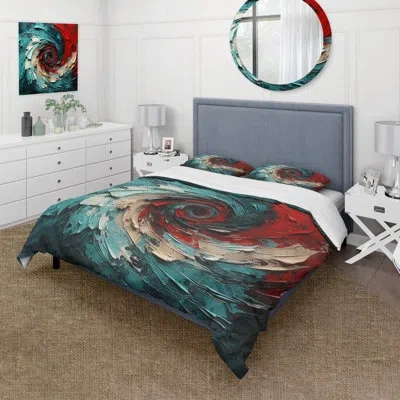 Design Art Red Blue Majestic Motion Spiral Ii - Abstract Spirals Duvet Cover Set In Blue;red