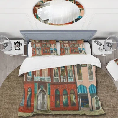 Design Art Red Facade Of Shop In Paris I - French Country Duvet Cover Set - Microfiber Polyester In Red,brown