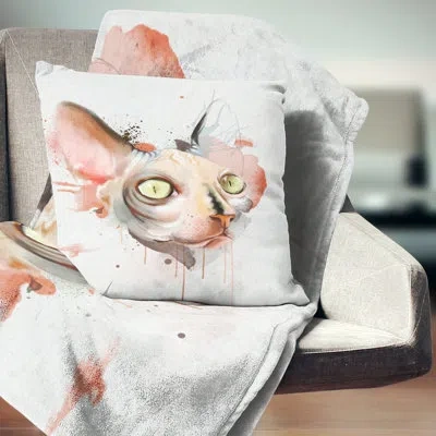 Design Art Red Faced Cat Watercolor Sketch - Animal Printed Pillow