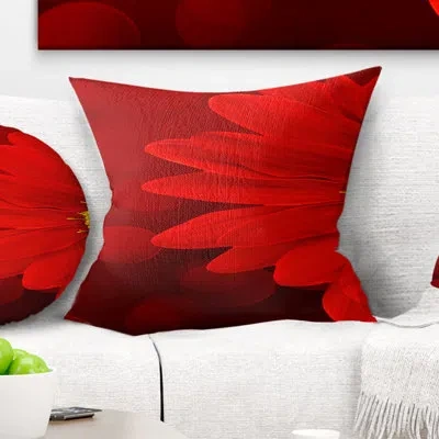 Design Art Red Flower With Lit Up Background - Floral Printed Throw Pillow