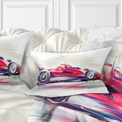 Design Art Red Formula One Car - Formula One Car Lumbar Pillow