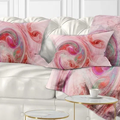 Design Art Red Fractal Abstract - Abstract Printed Pillow