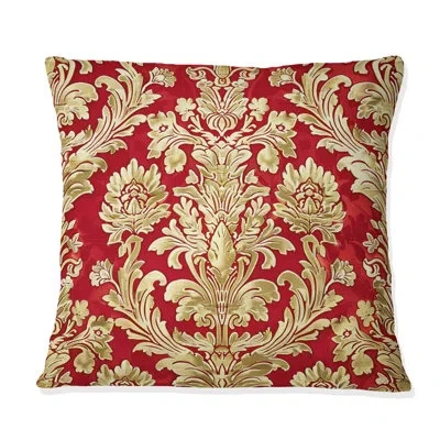 Design Art Red Gold Damask Iii - Damask Pillow In Red;gold