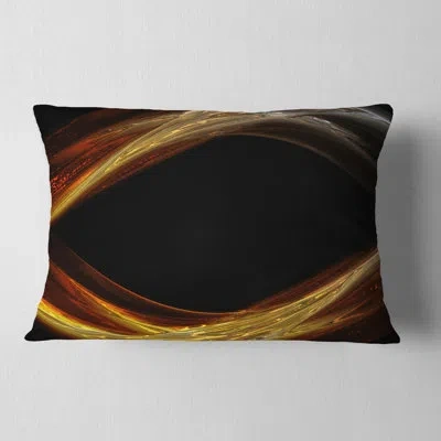 Design Art Red Golden Shapes In Black - Abstract Printed Throw Pillow