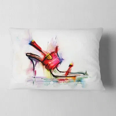 Design Art Red High Heel Shoe - Street Art Printed Pillow