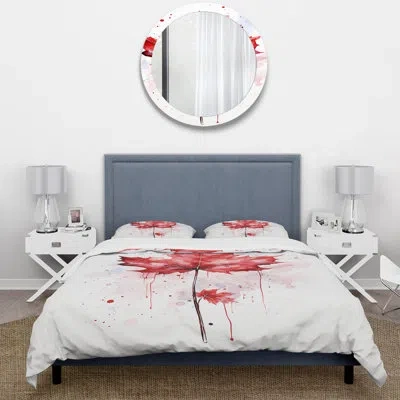 Design Art Red Maple Leaf Beauty I - Tree Maple Duvet Cover Set