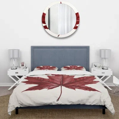 Design Art Red Maple Leaf Beauty Ii - Tree Maple Duvet Cover Set