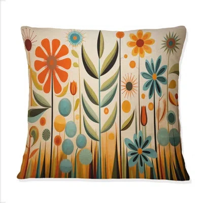 Design Art Red Mid Century Mod Nature - Abstract Midcentury Printed Throw Pillow