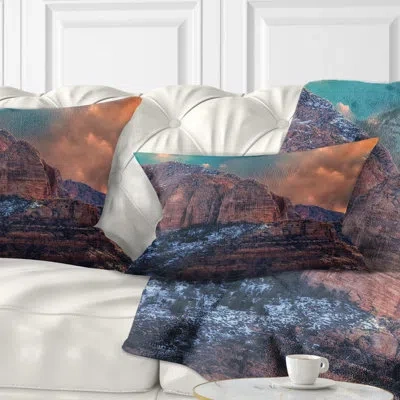 Design Art Red Rock Under Sunrise Sky - Landscape Printed Pillow