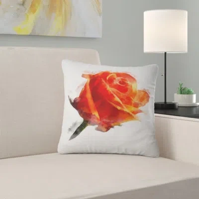 Design Art Red Rose Drawing With Watercolor - Floral Printed Pillow