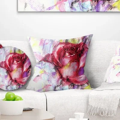 Design Art Red Rose - Floral Printed Pillow