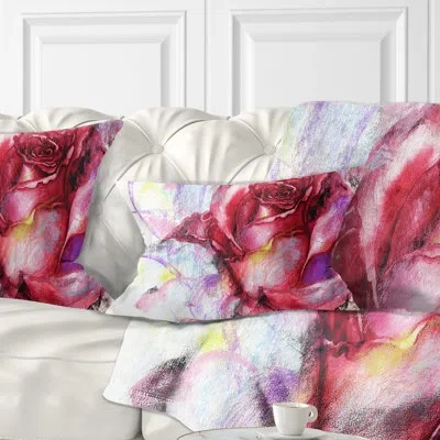 Design Art Red Rose - Floral Printed Throw Pillow