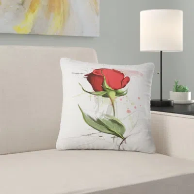 Design Art Red Rose Hand Drawn - Floral Printed Pillow