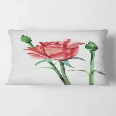 Design Art Red Rose With Buds - Traditional Printed Pillow