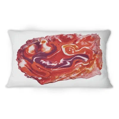 Design Art Red Vibrant Marble Universe - Modern Printed Throw Pillow 1