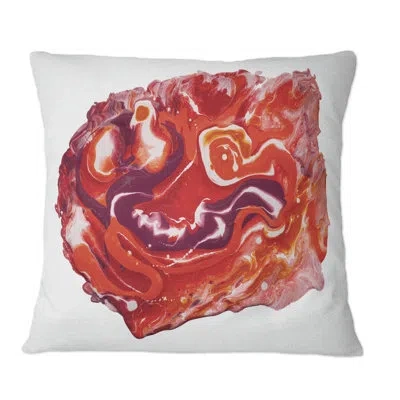 Design Art Red Vibrant Marble Universe - Modern Printed Throw Pillow