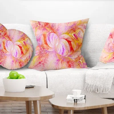 Design Art Red Yellow Fractal Glass Texture - Abstract Printed Pillow In Red;yellow