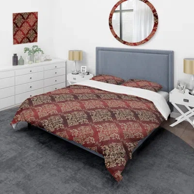 Design Art Red/beige/black Microfiber 3 Piece Duvet Cover Set In Red,beige,black