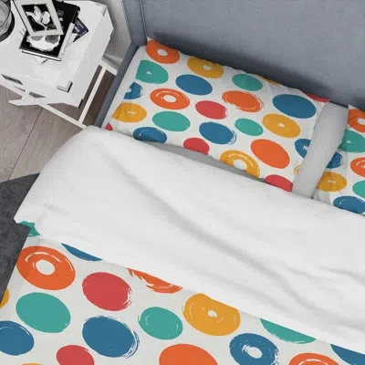Design Art Red/blue/yellow Microfiber 3 Piece Duvet Cover Set In Pink,orange,blue