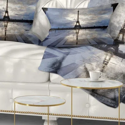 Design Art Reflection Of Paris Eiffel Tower With Clouds Lumbar Pillow
