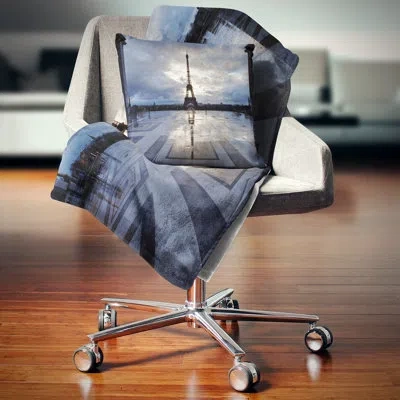 Design Art Reflection Of Paris Eiffel Tower With Clouds Pillow In White